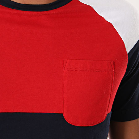 Tom Tailor - Tee Shirt Poche 1013775-00-12 Rouge Bleu Marine Blanc