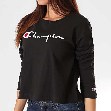 Champion - Tee Shirt Crop Femme Manches Longues 112198 Noir