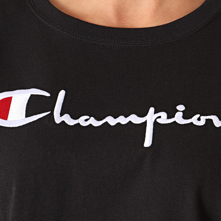 Champion - Tee Shirt Crop Femme Manches Longues 112198 Noir