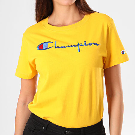 Champion - Tee Shirt Crop Femme Manches Longues 112198 Jaune