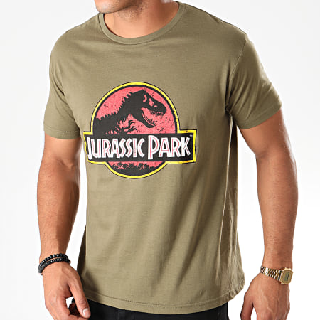 Jurassic Park - Tee Shirt Jurassic Park Vintage Logo Vert Kaki