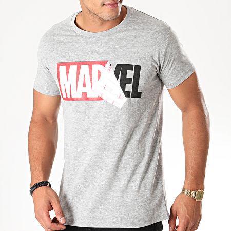 Marvel - Tee Shirt Logo Mania Marvel Gris Chiné