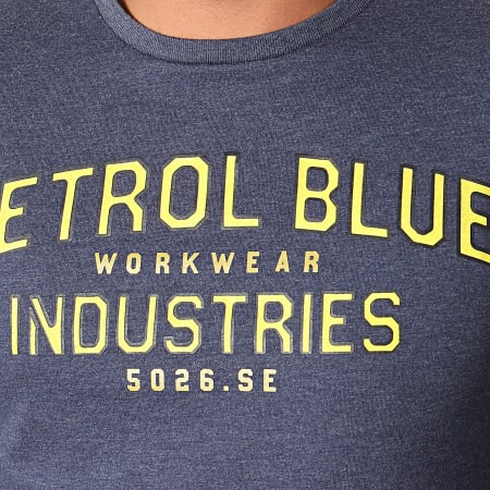 Petrol Industries - Tee Shirt Manches Longues 640 Bleu Foncé Chiné Jaune