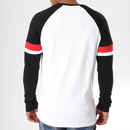 Superdry - Tee Shirt Manches Longues Tri Colour Raglan Blanc Noir
