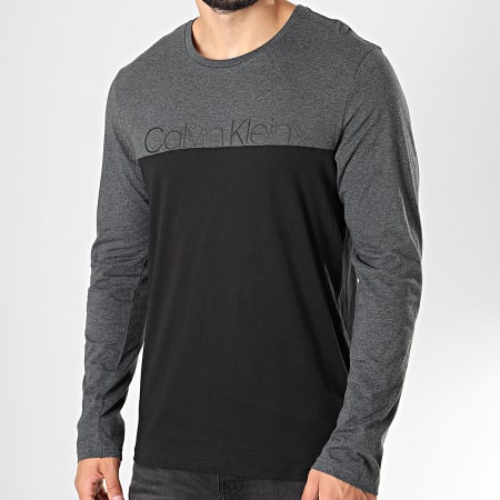 Calvin Klein - Tee Shirt Manches Longues NM1581E Noir Gris Anthracite Chiné