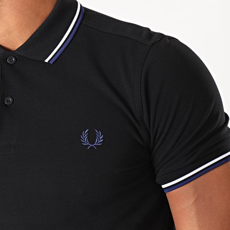 Fred Perry - Polo Manches Courtes Twin Tipped M3600 Noir Bleu Marine Blanc