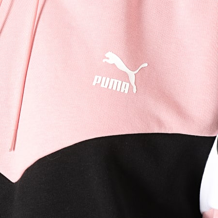 Puma - Sweat Capuche Femme Crop XTG 595741 Rose Noir Blanc