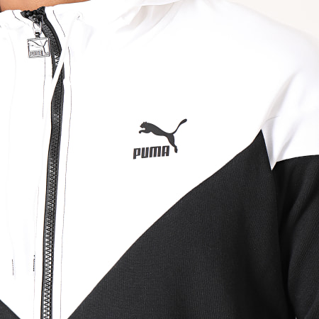 Puma - Sweat Zippé Capuche Iconic MCS 595301 Noir Blanc