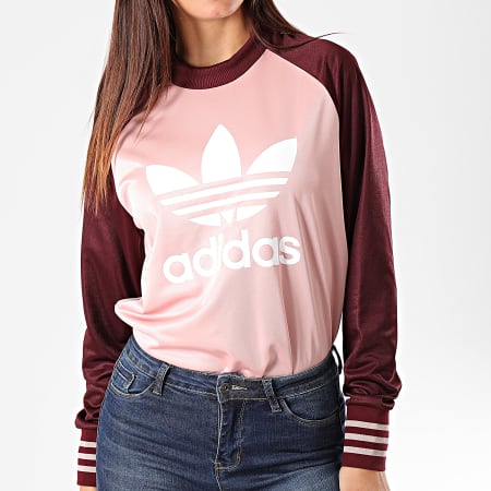 Adidas Originals - Tee Shirt Manches Longues Femme ED4792 Rose Bordeaux