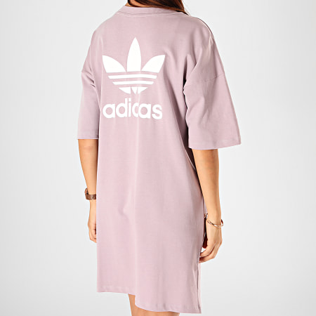 adidas - Robe Tee Shirt Femme Trefoil ED7581 Mauve ...
