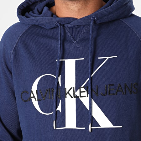 Calvin Klein - Sweat Capuche Washed Relax Monogram 3219 Bleu Marine