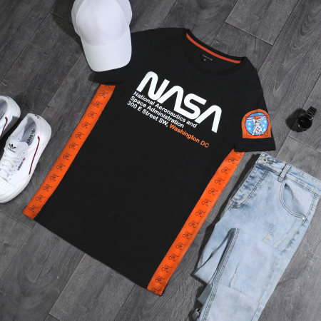 Final Club - Tee Shirt Space Administration Avec Bandes Et Broderie 289 Noir