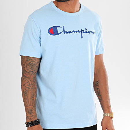 Champion - Tee Shirt Big Script 210972 Bleu Clair