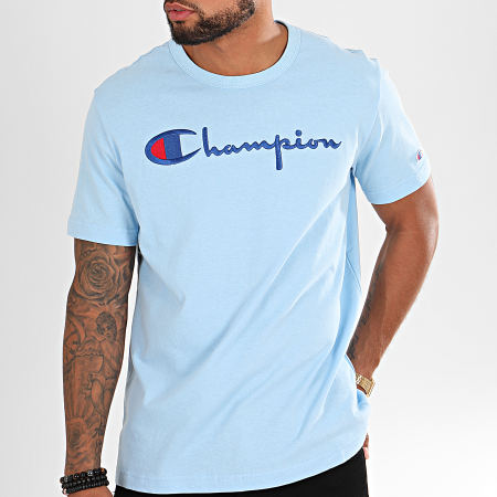 Champion - Tee Shirt Big Script 210972 Bleu Clair