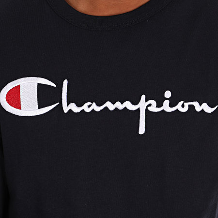 Champion - Tee Shirt Manches Longues Big Logo 213608 Bleu Marine