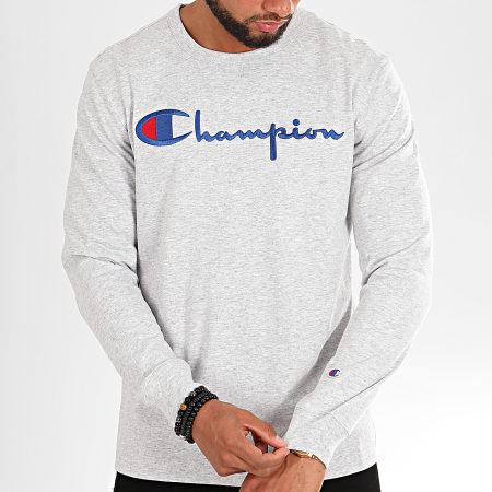 Champion - Tee Shirt Manches Longues Big Logo 213608 Gris Chiné