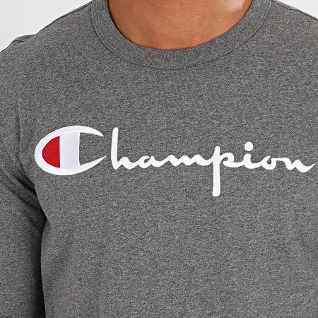 Champion - Camiseta de manga larga con logotipo grande 213608 Antracita Heather Grey