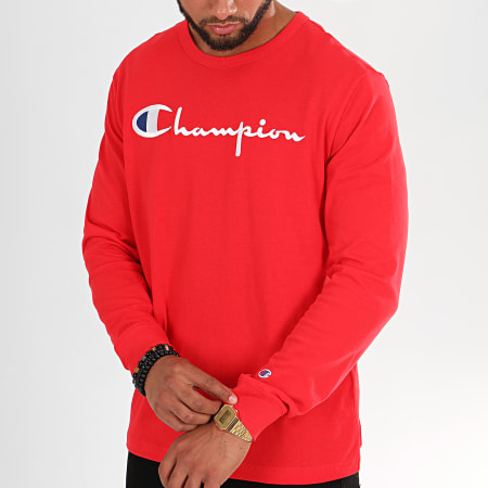 Champion - Camiseta de manga larga con logo grande 213608 Rojo