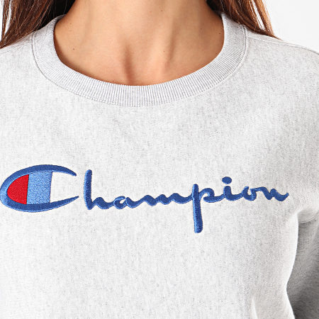 Champion - Sudadera con cuello redondo para mujer 112188 Gris jaspeado
