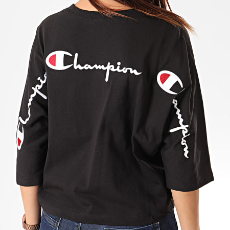 Champion - Tee Shirt Crop Femme Back Script 112196 Noir