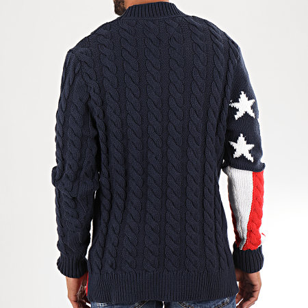 Tommy Jeans - Pull Americana Flag 6997 Bleu Marine Rouge Blanc