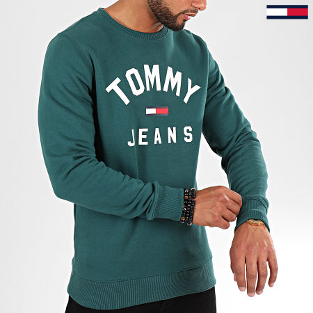 Tommy Jeans - Sudadera con cuello redondo Essential Flag 7024 Verde abeto