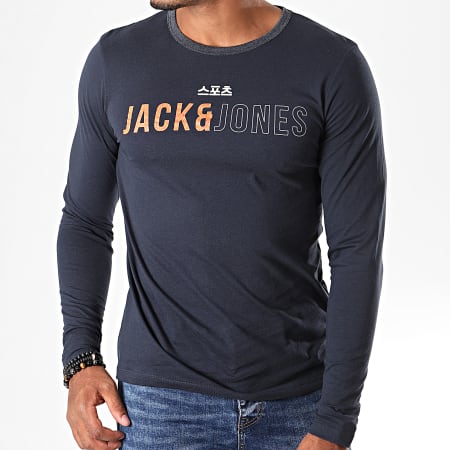 Jack And Jones - Tee Shirt Manches Longues Mondo Bleu Marine