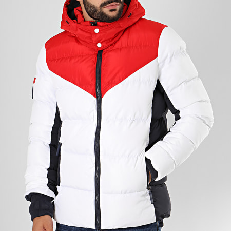 Superdry - Doudoune A Capuche Icon Racer Sports Puffer M5000055A Blanc Rouge