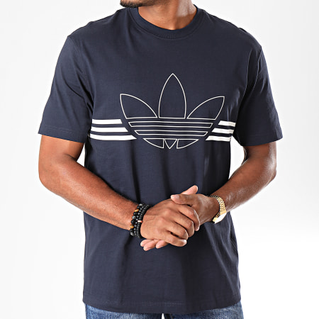 Adidas Originals - Camiseta Esquema Trefoil ED4701 Azul Marino Oscuro Blanco