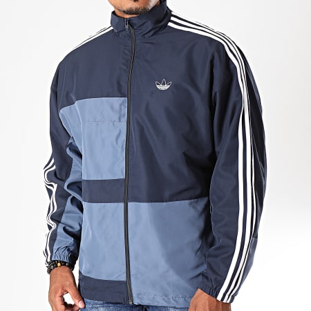 Adidas Originals - Veste Zippée A Bandes ASYMM ED6243 Bleu Marine Bleu Clair Blanc
