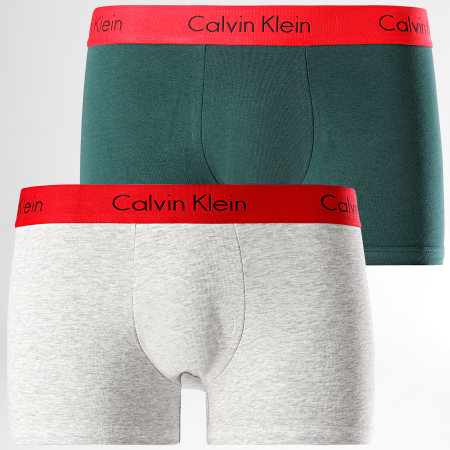 Calvin Klein - Lot De 2 Boxers 2153 Vert Anglais Gris Chiné