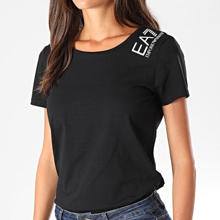 EA7 Emporio Armani - Camiseta con lentejuelas para mujer 6GTT12-TJ29Z Negro Blanco