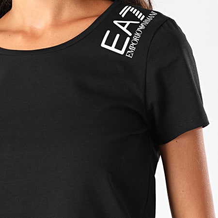 EA7 Emporio Armani - Tee Shirt Femme Pailleté 6GTT12-TJ29Z Noir Blanc