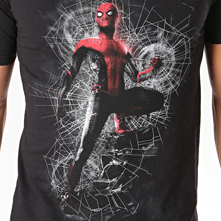 Spiderman - Spider-Man lejos de casa camiseta web agrietada negro