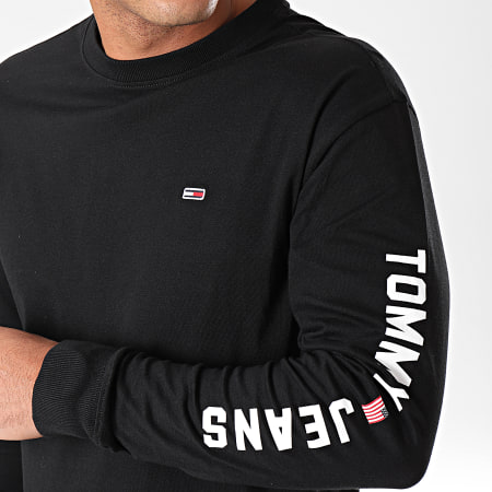 Tommy Jeans - Camiseta de manga larga con bandera de EE. UU. 7066 Negro