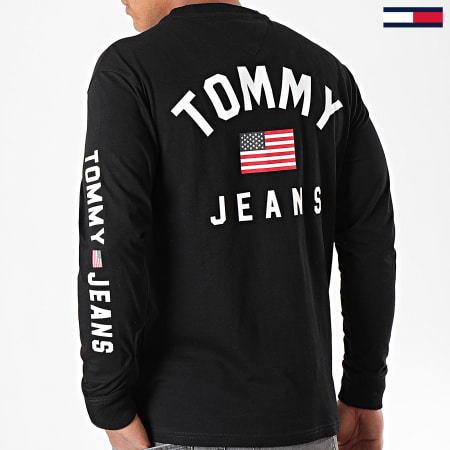Tommy Jeans - Tee Shirt Manches Longues US Flag 7066 Noir