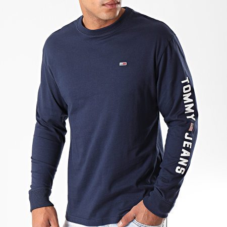 Tommy Jeans - Camiseta de manga larga con bandera de EE. UU. 7066 azul marino