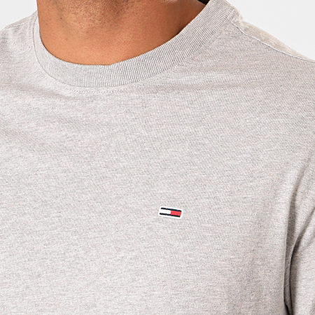 Tommy Jeans - Tee Shirt Manches Longues US Flag 7066 Gris Chiné