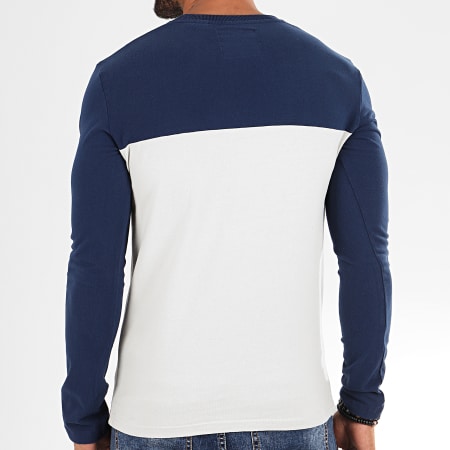 Superdry - Comprar camiseta de manga larga con panel dividido M6000016A Crudo Azul marino