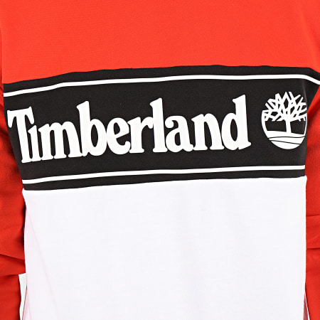 Timberland - Sweat Crewneck Cut And Sew Logo 1O9U Blanc Rouge Noir