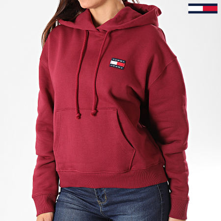 Tommy Jeans - Tommy Badge Mujer Sudadera con Capucha 6815 Burdeos