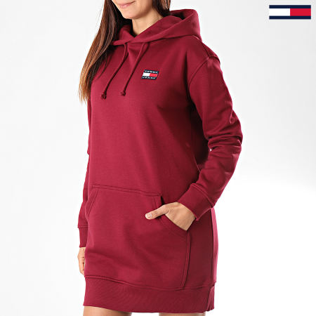 Tommy Jeans - Robe Sweat Capuche Femme Tommy Badge 7234 Bordeaux