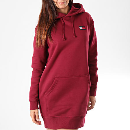 Tommy Jeans - Robe Sweat Capuche Femme Tommy Badge 7234 Bordeaux