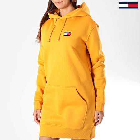 Tommy Jeans - Robe Sweat Capuche Femme Tommy Badge 7234 Jaune
