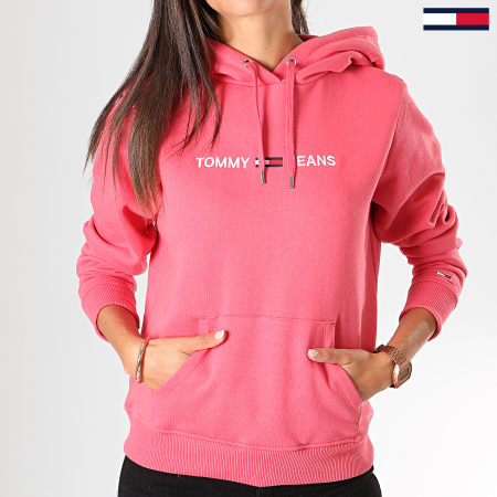Tommy Jeans - Sudadera con capucha Clean Linear Logo para mujer 7344 Rosa