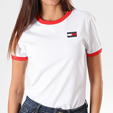Tommy Jeans - Tee Shirt Femme Badge Ringer 7226 Blanc