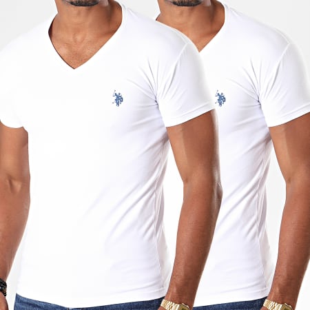 US Polo ASSN - Pack De 2 Camisetas Doble Caballo Cuello Pico Blanco
