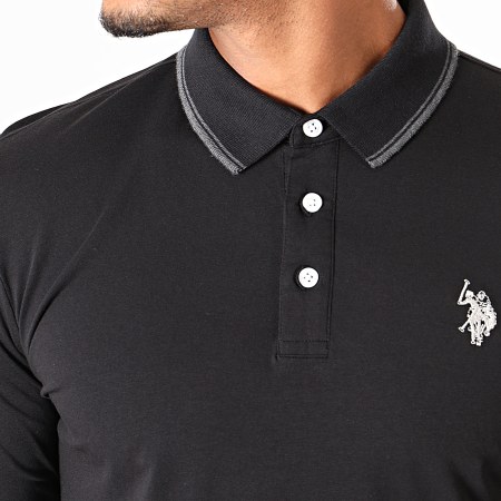 US Polo ASSN - Camiseta Doble Caballo Manga Larga Negra
