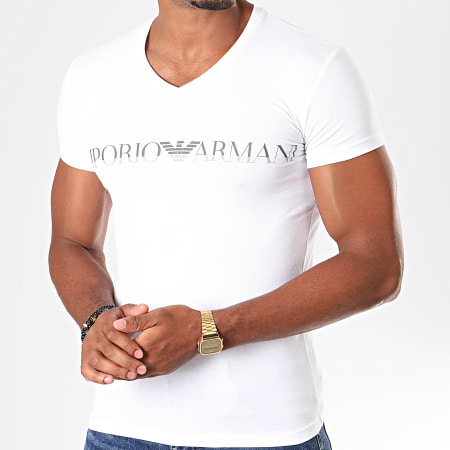 Emporio Armani - Tee Shirt Col V 110810-9A516 Blanc