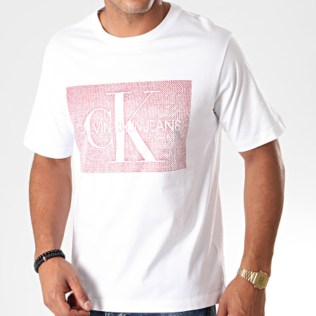 Calvin Klein - Tee Shirt Monochrome Monogram Box 3270 Blanc Rouge